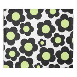 Preppy svart neongrön hippieblommönster