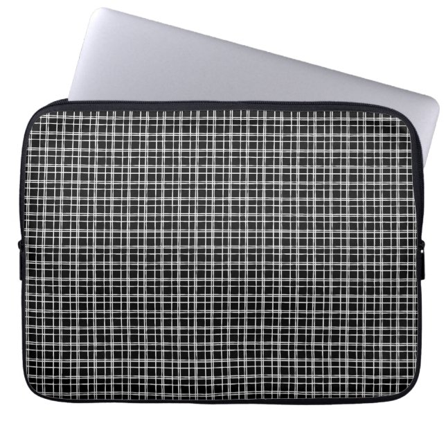Preppy svart vitmönsterlaptop sleeve (Framsidan)