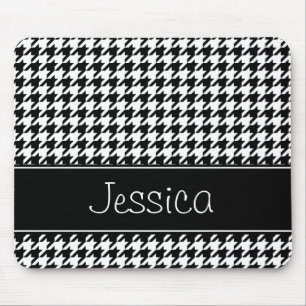 Preppy svartvit Houndstooth personlig Musmatta