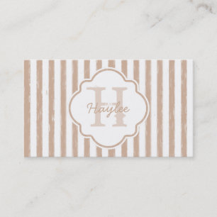 Preppy Tan Payed Rand Monogram och Namn Visitkort