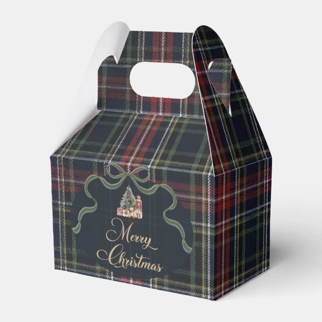 Preppy Tartan Plaid Christmas Party Favor Boxes Presentaskar (Framsidan Sidan)