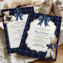 Preppy Tartan Teddybjörn Allt-i-ett Baby Shower