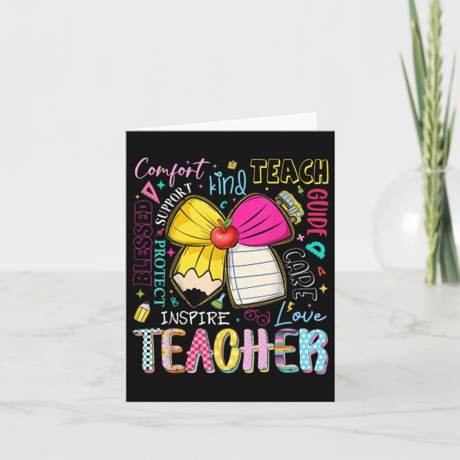 Preppy Teacher Coquette Bow Teach Kärlek Inspire T Kort (Framsida)