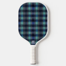 Preppy Teal & Navy Rutmönstrad Rutig Pickleballrac