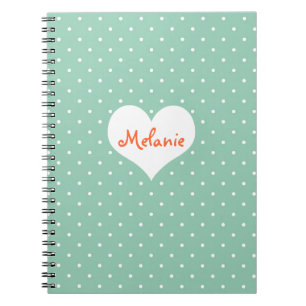 Preppy teal Polka-pricken personlig journal Anteckningsbok Med Spiral