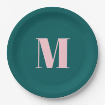 Preppy Teal Rosa Modern Feminine Monogrammed Party