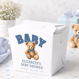 Preppy Teddy Bear Baby Shower Favor Boxes Presentaskar