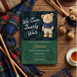 Preppy Teddy Bear Baby Shower Invitation Inbjudningar
