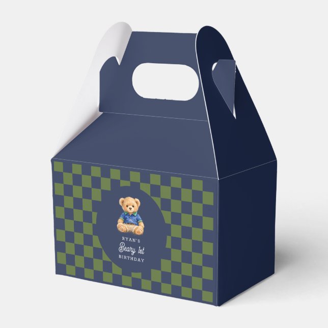 Preppy Teddy Beary 1-årsdag Schackbräde Presentaskar (Framsidan Sidan)