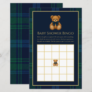 Preppy Teddybjörn Rutig Baby Shower Bingo Spel