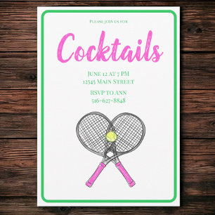 Preppy Tennis Cocktail Party / Rosa Rackets Inbjudningar