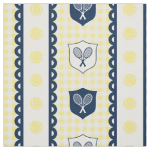 Preppy Tennis Crest Gingham - Gul & Marinblå Tyg