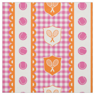 Preppy Tennis Crest Gingham - Hetero Rosa & Orange Tyg