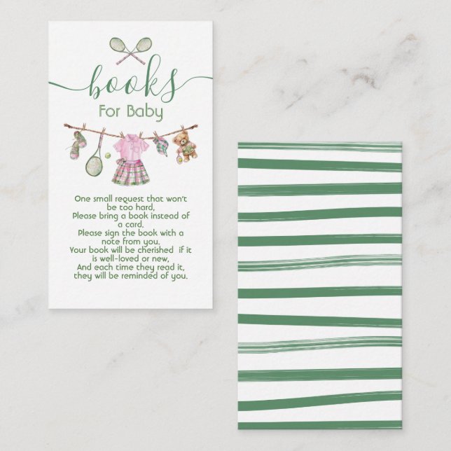 Preppy Tennis Flickclothesline bokar för baby Tilläggskort (Fram/baksida)