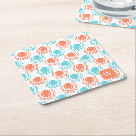 Preppy Tennis Lagerkrans - Korall & Turkos Underlägg Papper Kvadrat