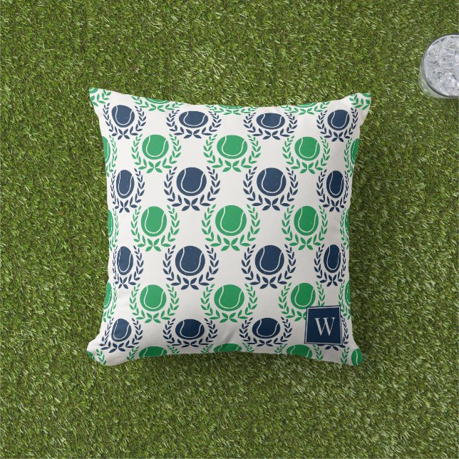 Preppy Tennis Lagerkrans - Marinblå & Grön Kudde (Gräs)