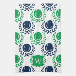 Preppy Tennis Laurel Wreath - Navy & Green Kökshandduk