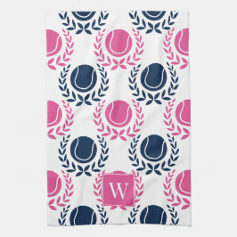 Preppy Tennis Laurel Wreath - Navy & Hot Pink Kökshandduk
