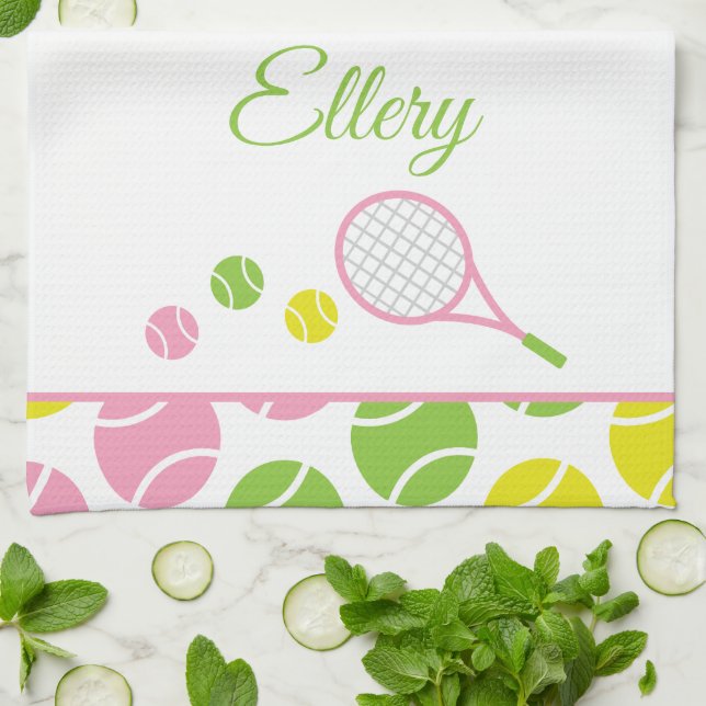 Preppy Tennis Personlig Kitchen Towel Kökshandduk (Vikta)