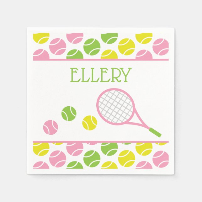 Preppy Tennis Personlig Party Napkins Pappersservett (Framsidan)
