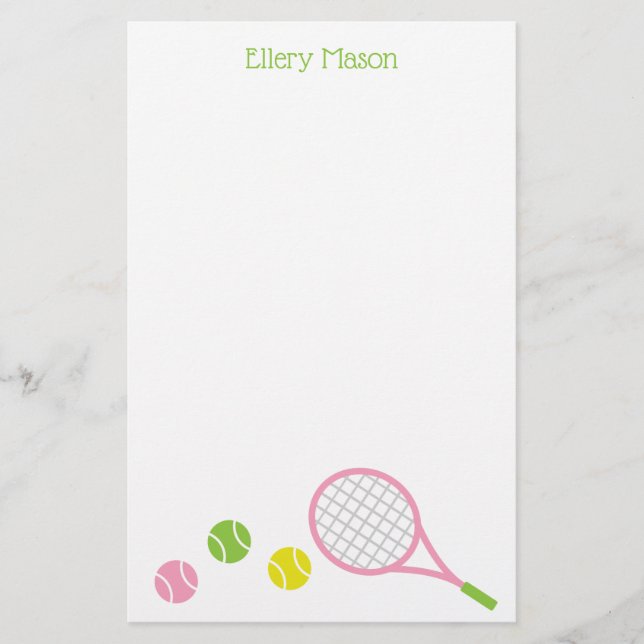Preppy Tennis Personlig Stationery Brevpapper (Framsida)