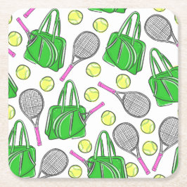 Preppy Tennis Racquet Bag Bollar Underlägg Papper Kvadrat