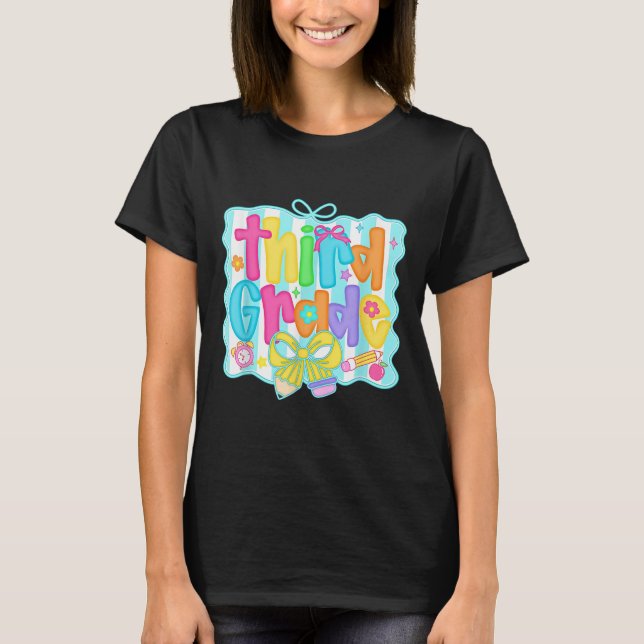 Preppy Third 3rd Grade Teacher Team Bow Back To Sc T Shirt (Framsida)