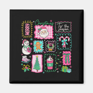 Preppy Tis Season Rosa julkaffefamiljen Magnet