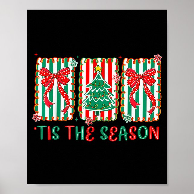 Preppy Tis The Season Xmas Tree Coquette Bow Chris Poster (Framsidan)