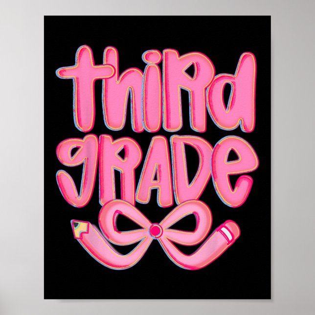 Preppy Tredje Klass Back To School Coquette Bow Te Poster (Framsidan)