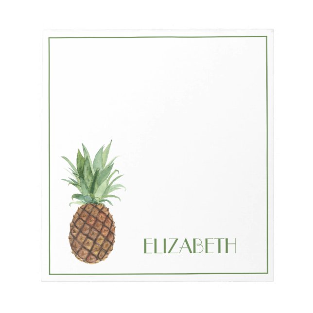 Preppy Tropical Pineapple Personalized Anteckningsblock (Framsida)