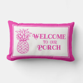 Preppy Tropical Rosa Pineapple Porch Lumbarkudde