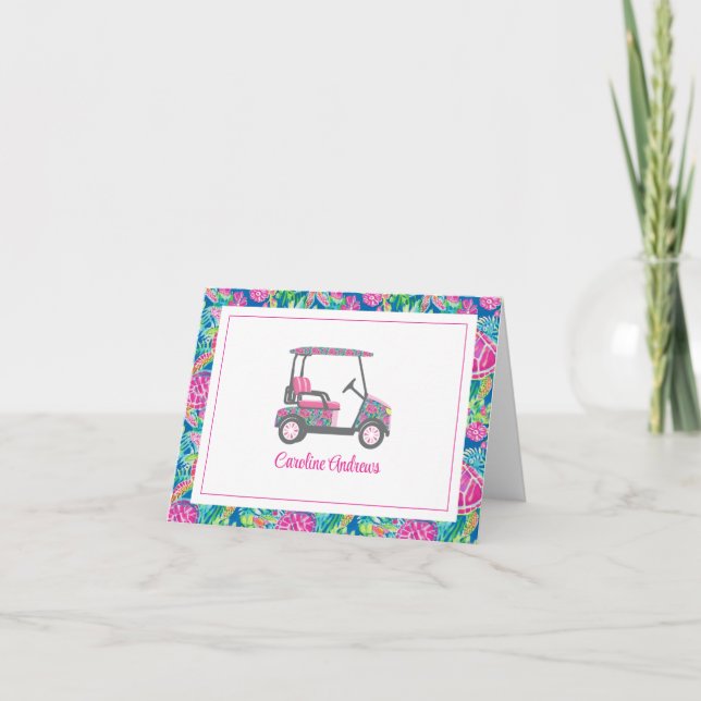 Preppy Tropical Turtles Handflatan Beach Golf Cart Tack Kort (Framsida)