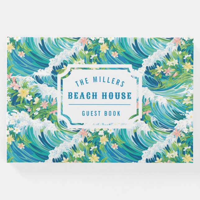 Preppy Tropical Vågar | Beach House Guest Bok (Framsida)