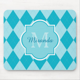 Preppy Turcos Argyle Girly Monogram och Namn Musmatta