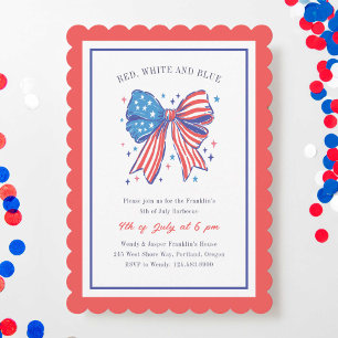 Preppy USA flagga Bow 4:e juli Party Inbjudningar