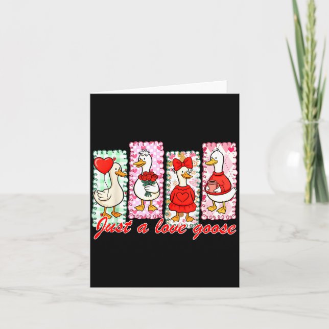 Preppy Valentine Just A Love Silly Goose Duck Girl Kort (Framsida)