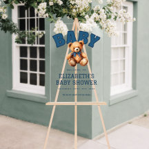Preppy Varsity Teddy Bear Baby Shower Akryl