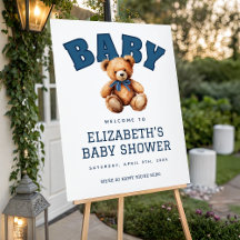 Preppy Varsity Teddy Bear Baby Shower Welcome