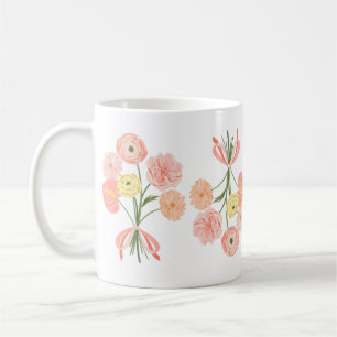Preppy vattencolor blommigt bouquet kaffemugg