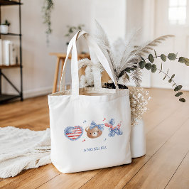 Preppy Vattenfärgskilar 4:e Juli Monogram Tygkasse