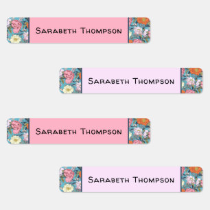 Preppy Vintage Blommigt Monogram Namn Klistermärke