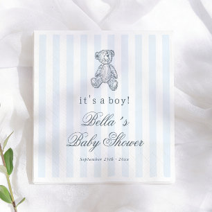 Preppy Vintage Teddybjörn Pojke Bebis Bjudning Pappersservett