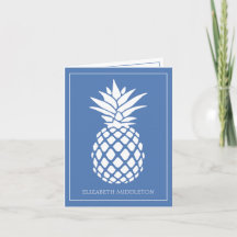 Preppy Vit Ananas på Blå