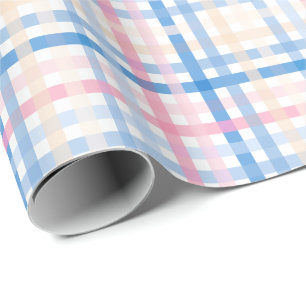 Preppy Watercolor Pastel gingham plaid Party Presentpapper