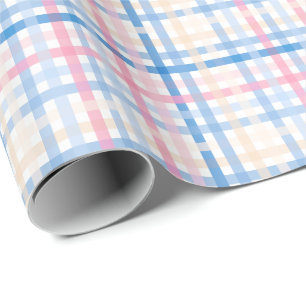 Preppy Watercolor Pastel gingham plaid Party Presentpapper