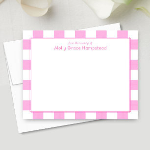 Preppy Watercolor Rosa Rand Flicka Tack Anteckningskort