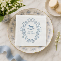 Preppy Wedgewood Blå Gunghäst Baby Shower