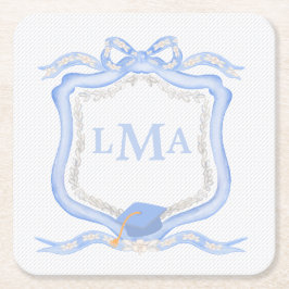 Preppy Wedgewood Monogram Studenten Underlägg Papper Kvadrat