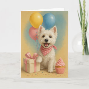 Preppy Westie Birthday Card Kort